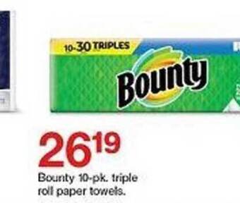 Target Bounty 10-pk. Triple Roll Paper Towels offer