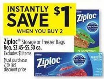 Dollar General Ziploc Storage Or Freezer Bags offer