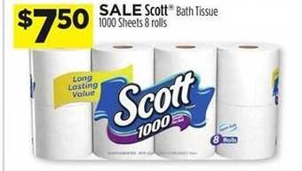 Dollar General Scott Bath Tissue 1000 Sheets 8 Rolls offer
