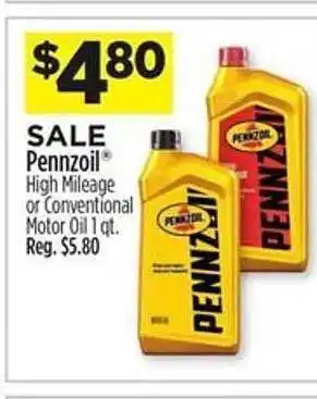 Dollar General Pennzoli High Mileage Or Conventional Motor Oil offer