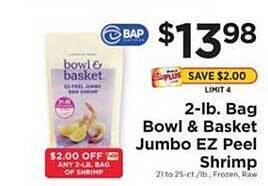 ShopRite 2-lb. Bag Bowl & Basket Jumbo Ez Peel Shrimp offer