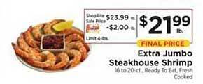 ShopRite Extra Jumbo Steakhouse Shrimp offer