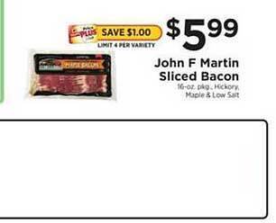ShopRite John F Martin Sliced Bacon offer