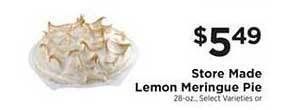 ShopRite Store Made Lemon Meringue Pie offer