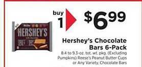 ShopRite Hershey's Chocolate Bars 6-pack offer