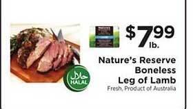 ShopRite Nature's Reserve Boneless Leg Of Lamb offer