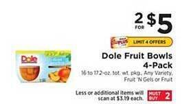 ShopRite Dole Fruit Bowls 4-pack offer