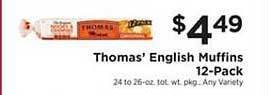 ShopRite Thomas' English Muffins 12-pack offer