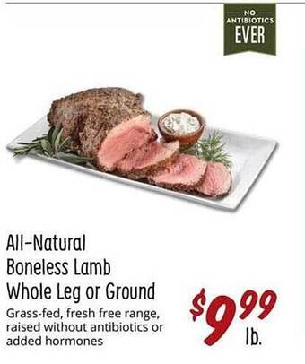 Sprouts Farmers Market All-natural Boneless Lamb Whole Leg Or Ground offer
