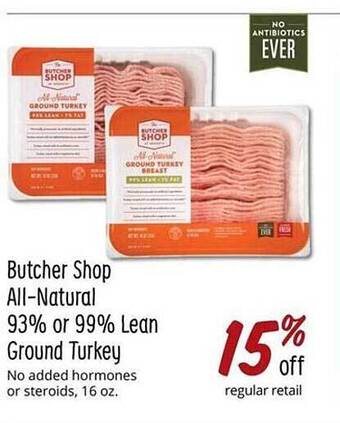 Sprouts Farmers Market Butcher Shop All-natural 93% Or 99% Lean Ground Turkey offer