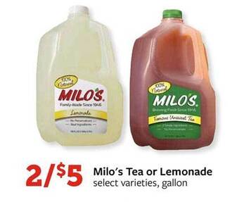 Fareway Milo's Tea Or Lemonade offer