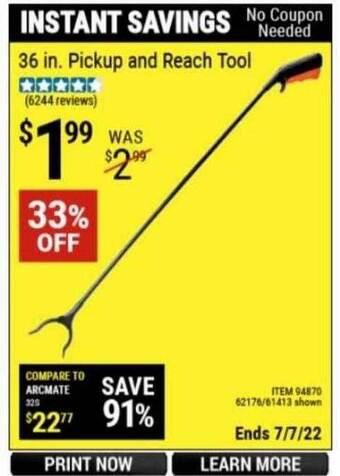 Harbor Freight Tools 36 In. Pickup And Reach Tool offer