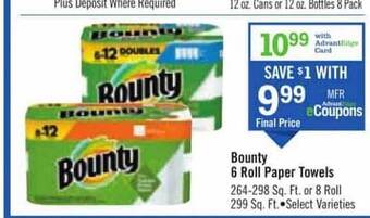 Price Chopper Bounty 6 Roll Paper Towels offer