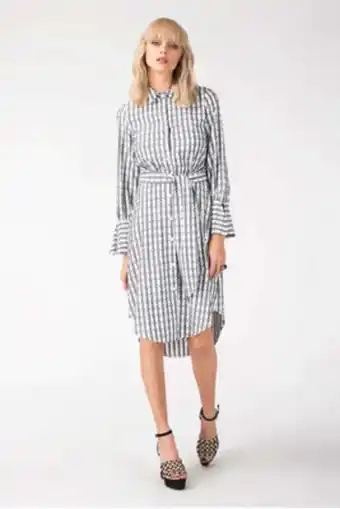 Stein Mart Navy & white long sleeve shirt tie dress offer