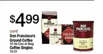 Jons International Café Don Francisco's Ground Coffee Coffee Singles offer