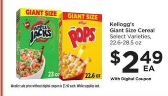 Food 4 Less Kellogg's Giant Size Cereal offer