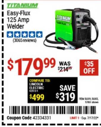 Harbor Freight Tools Titanium Easy-flux 125 Amp Welder offer