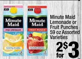 Super King Markets Minute Maid Lemonade Or Fruit Punches Assorted Varieties offer