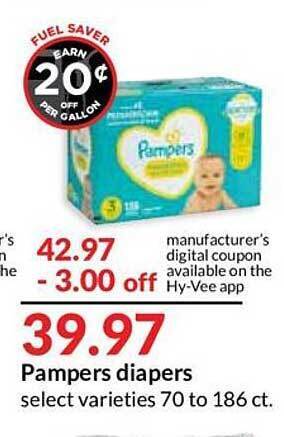 Hy-Vee Pampers Diapers offer