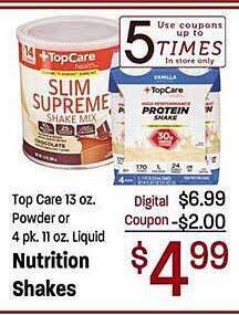 Maceys Top Care Nutrition Shakes offer