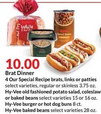 Hy-Vee Brat Dinner offer