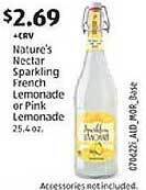 Aldi Nature's Nectar Sparkling French Lemonade Or Pink Lemonade offer