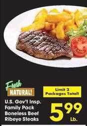 Fairplay U.s. Gov't Insp. Family Pack Boneless Beef Ribeye Steaks offer