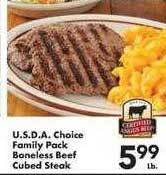 Fairplay U.s.d.a. Choice Family Pack Boneless Beef Cubed Steak offer
