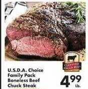 Fairplay U.s.d.a. Choice Family Pack Boneless Beef Chuck Steak offer