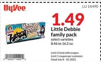 Hy-Vee Little Debbie Family Pack offer