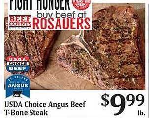 Rosauers Usda Choice Angus Beef T-bone Steak offer