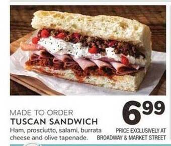 Albertsons Tuscan Sandwich offer