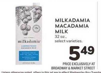 Albertsons Milkadamia Macadamia Milk offer