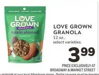 Albertsons Love Grown Granola offer