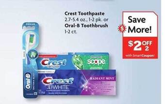 Family Dollar Crest Toothpaste Or Oral-b Toothbrush offer