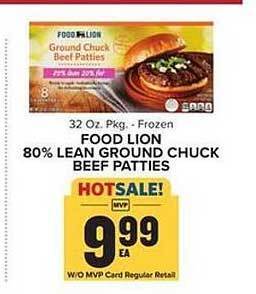 Food Lion Food Lion 80% Lean Ground Chuck Beef Patties offer