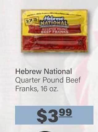 Commissary Hebrew National Quarter Pound Beef Franks offer