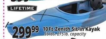 Ocean State Job Lot 10 Ft. Zenith Sit-in Kayak Lifetime offer