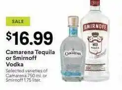 Camarena Tequila Or Smirnoff Vodka