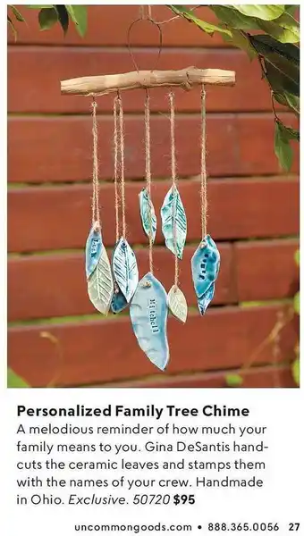 Uncommon Goods Personalized Family Tree Chime offer