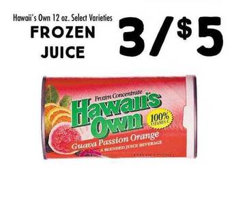 Maceys Hawaii's Own Frozen Juice offer
