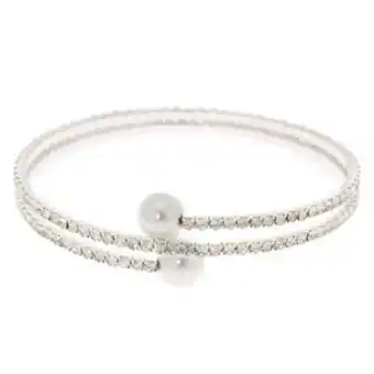 Claire's Silver rhinestone & pearl wrap bracelet offer