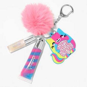 Claire's Rainbow bling cat lip gloss keychain offer