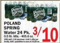 Food Bazaar Poland Spring Water offer
