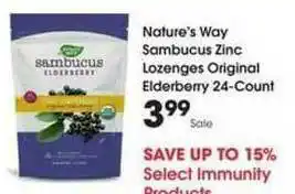Kroger Nature's Way Sambucus Zinc Lozenges Original Elderberry 24-count offer