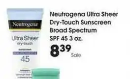 Kroger Neutrogena Ultra Sheer Dry-touch Sunscreen Broad Spectrum SPF 45 3 Oz. offer