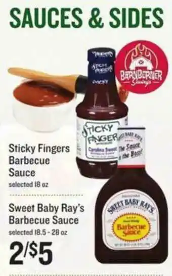Lowes Foods Sticky Fingers Barbecue Sauce , Sweet Baby Ray's Barbecue Sauce offer