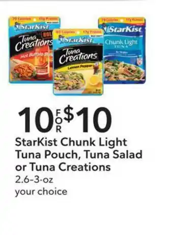 Publix Starkist Chunk Light Tuna Pouch , Tuna Salad Or Tuna Creations offer