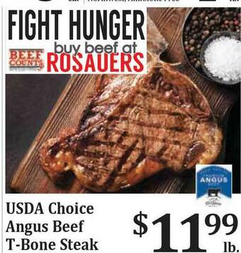 Rosauers Usda Choice Angus Beef T-bone Steak offer