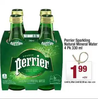 Super King Markets Perrier Sparkling Natural Mineral Water 4 Pk 330 Ml offer